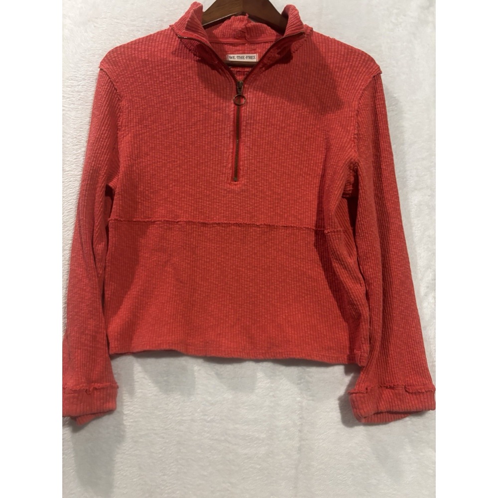 We The Free Shirt Girls Waffle Knit Youth‎ XL Coral/Red 1/4 Zip Long Sleeve
